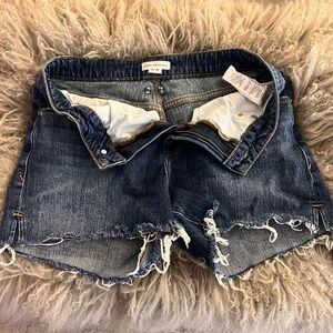 Good American Dark Blue Denim Cut Off Shorts